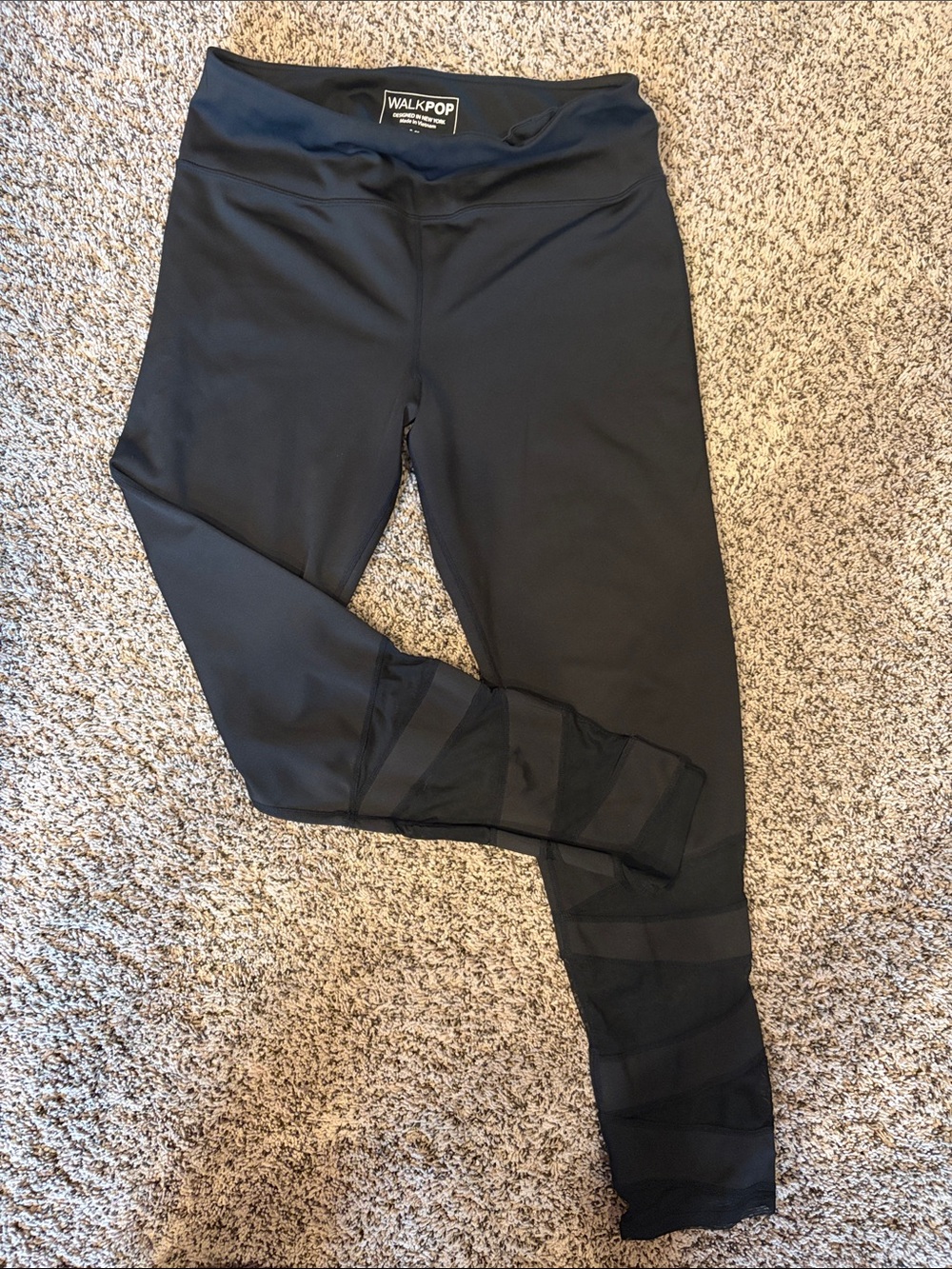 Women's Black Mesh-Panel Leggings
